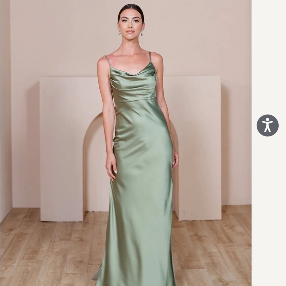 Reverly Satin Sage Bridemaids Dress